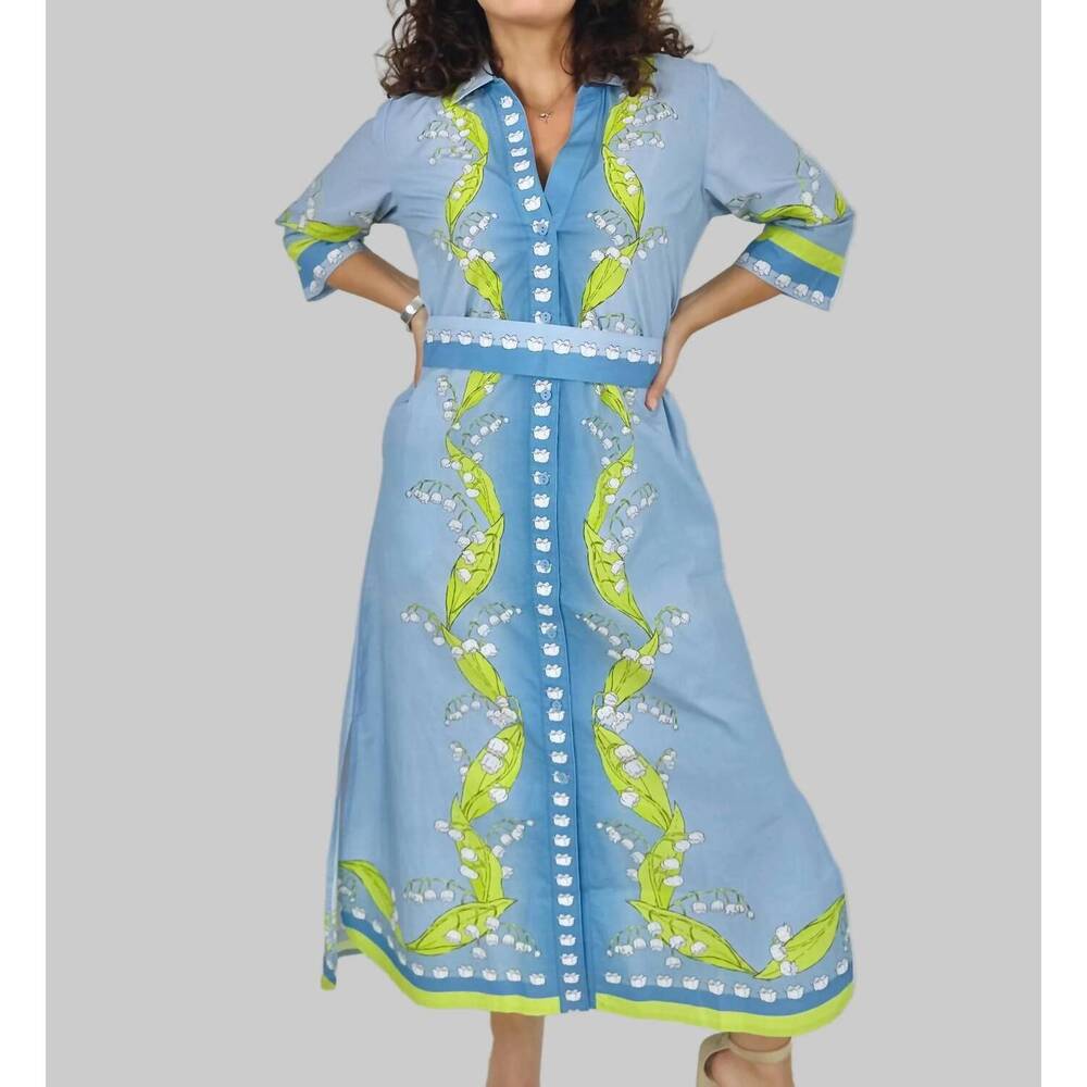 NEW ISLAPAYAL rhea midi dress in lily of the valley